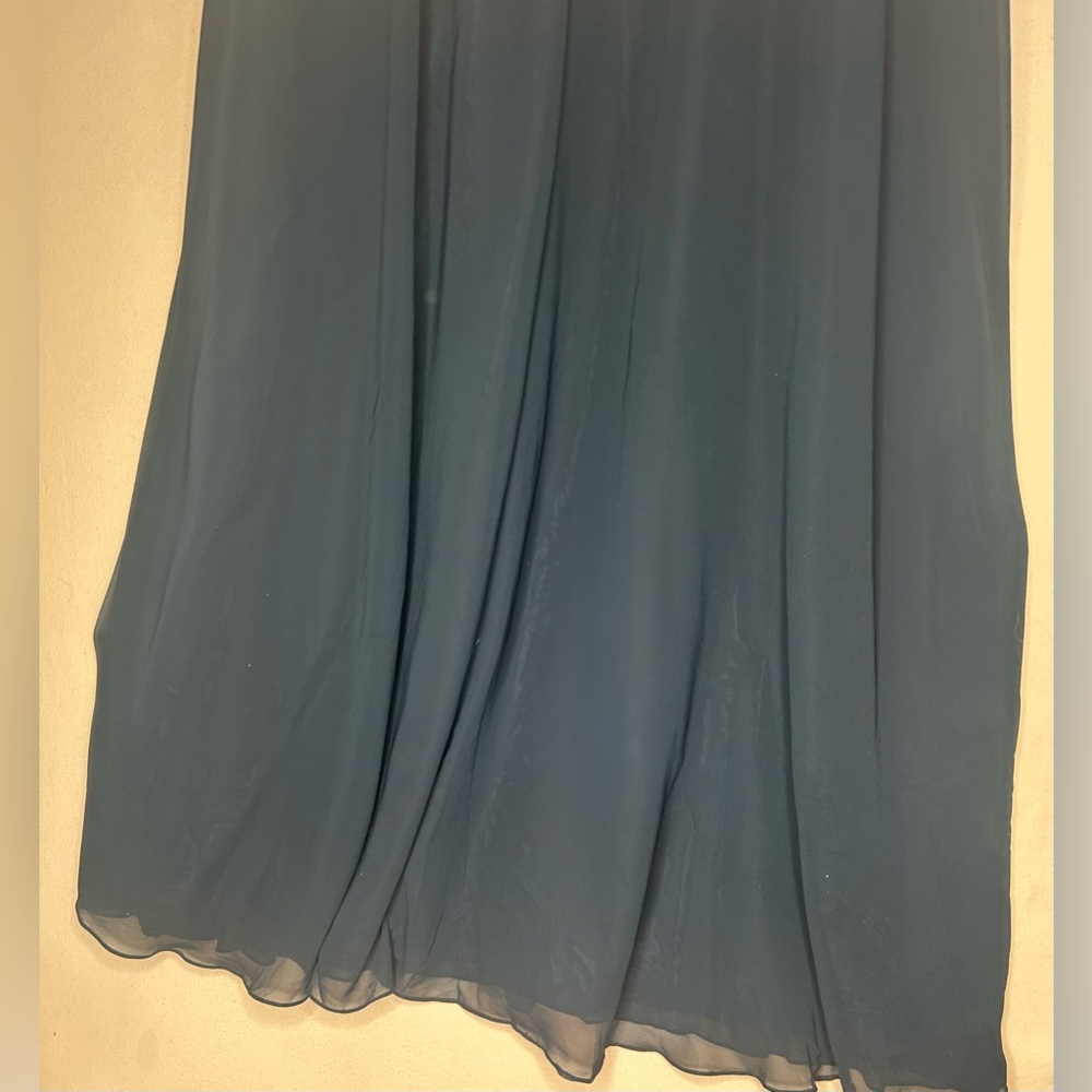 Azazie Fatiola Navy A-Line Boatneck sequins Chiffon bridesmaids dress size 14 - Picture 10 of 16